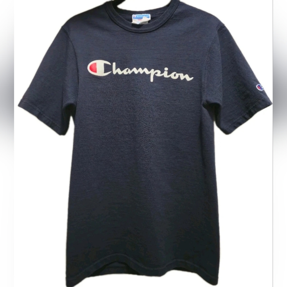 Vintage Champion  Solid T-Shirt  Navy Blue- Small